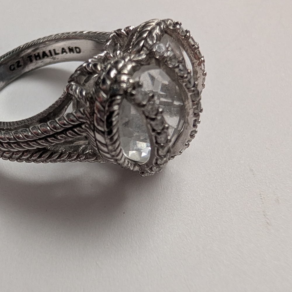 Judith Ripka Silver Ring with Clear Gemstone